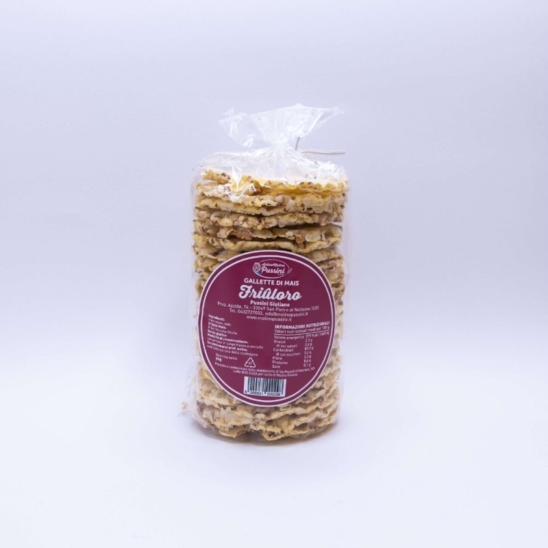 Gallette di mais - 2 tipi - Molino Pussini - Grissini e Sfiziosità - Bottega del Friuli