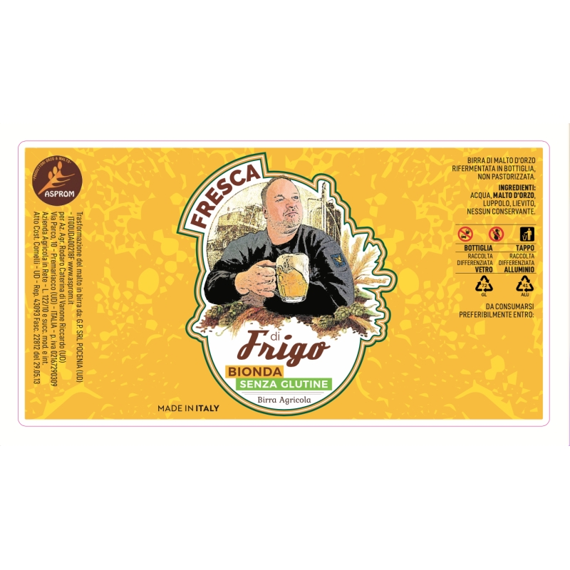 Birra Bionda SENZA GLUTINE - Fresca di Frigo - Tal Frigo - Birra Chiara - Bottega del Friuli
