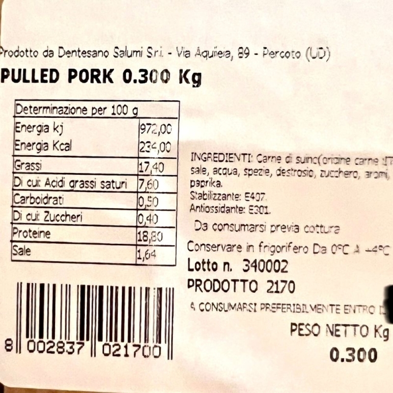 Pulled Pork già sfilacciato - 5 pezzi da 300gr - Altre Carni - Bottega del Friuli