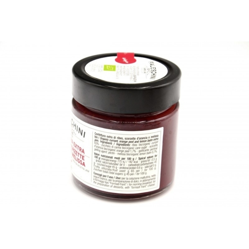 Confettura extra di ribes, scorzette d'arancia e melissa BIO - 2 vasetti - Faleschini - Marmellate, Confetture e Chutney - Bottega del Friuli