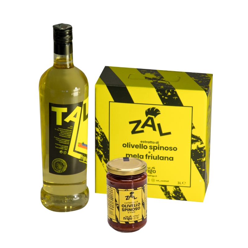 Liquore ginepro e pesca + 1 confettura e 1 succo di mela e olivello spinoso - Talfrigo - Idee Regalo - Bottega del Friuli