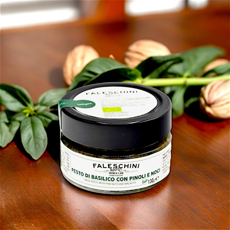 Pesto di basilico con pinoli e noci BIO - 2 vasetti - Faleschini - Sughi e Conserve - Bottega del Friuli