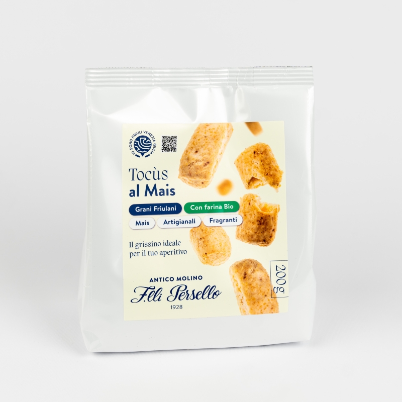 Tocùs al Mais Mini Grissini Artigianali - Molino Persello - I prodotti Bottega del Friuli a Marchio BLU IOSONOFVG - Bottega del Friuli