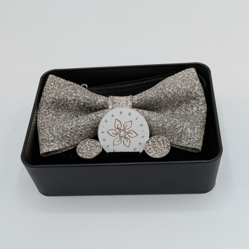 Set papillon e gemelli  - Grigio Metallico - Fabris Solutions - Idee Regalo - Bottega del Friuli