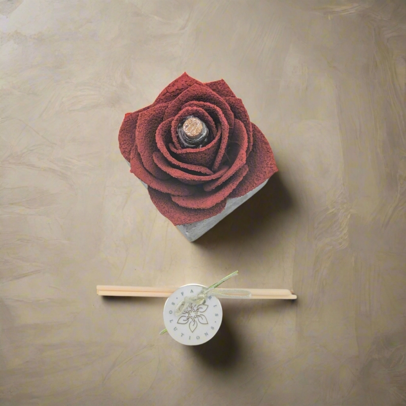 Diffusore MARAVEE  grigio con rosa ROSSA - Idee Regalo - Bottega del Friuli