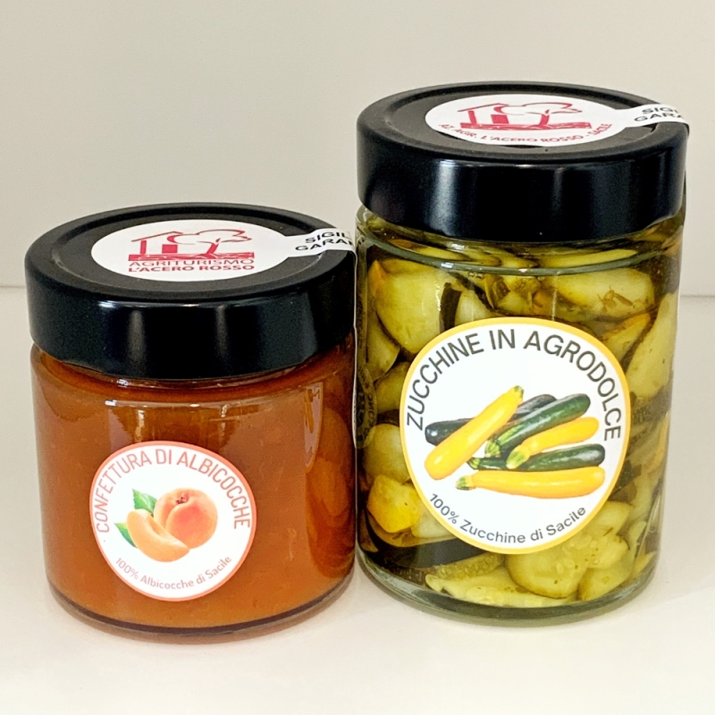 Zucchine in agrodolce speziate e Confettura di Albicocca - L'Acero Rosso - I prodotti Bottega del Friuli a Marchio BLU IOSONOFVG - Bottega del Friuli