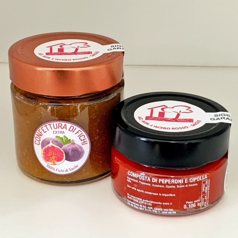 Confettura Extra di Fichi e Composta di peperoni e cipolla - L'Acero Rosso - I prodotti Bottega del Friuli a Marchio BLU IOSONOFVG - Bottega del Friuli